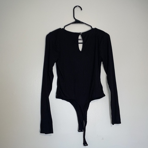 Green Envelope Long Sleeve Keyhole High Neck Thong Body Suit - Picture 9 of 11